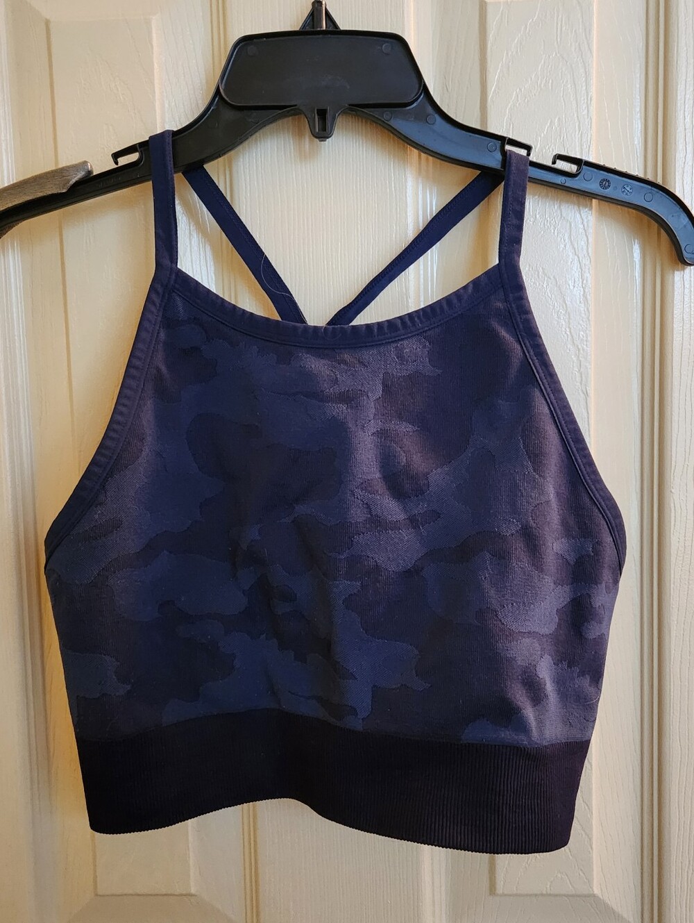 Splendid High-Neck Seamless Blue Camouflage Bralette - Sz XL